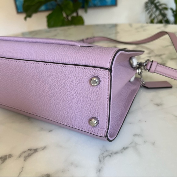 NWT Coach Lane Top Handle Carryall Satchel Crossbody Silver / Ice Purple C8209 - Picture 9 of 14
